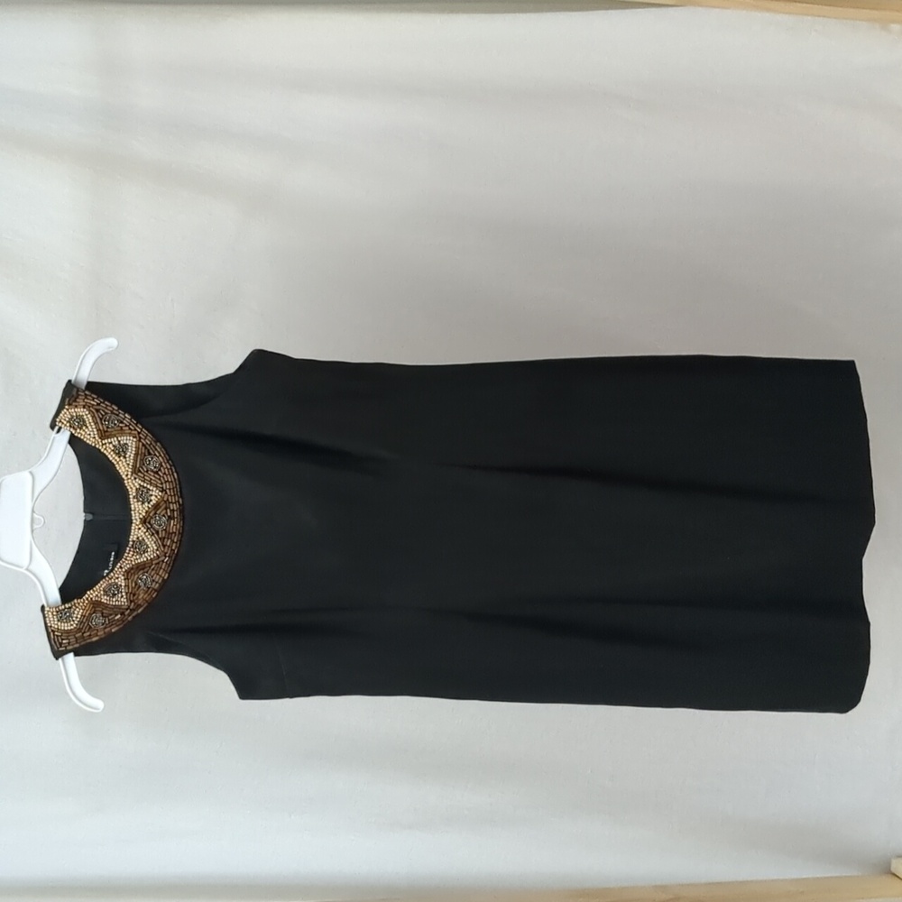AB Studio Black Sleeveless Sheath With Beaded Neckline Size 10